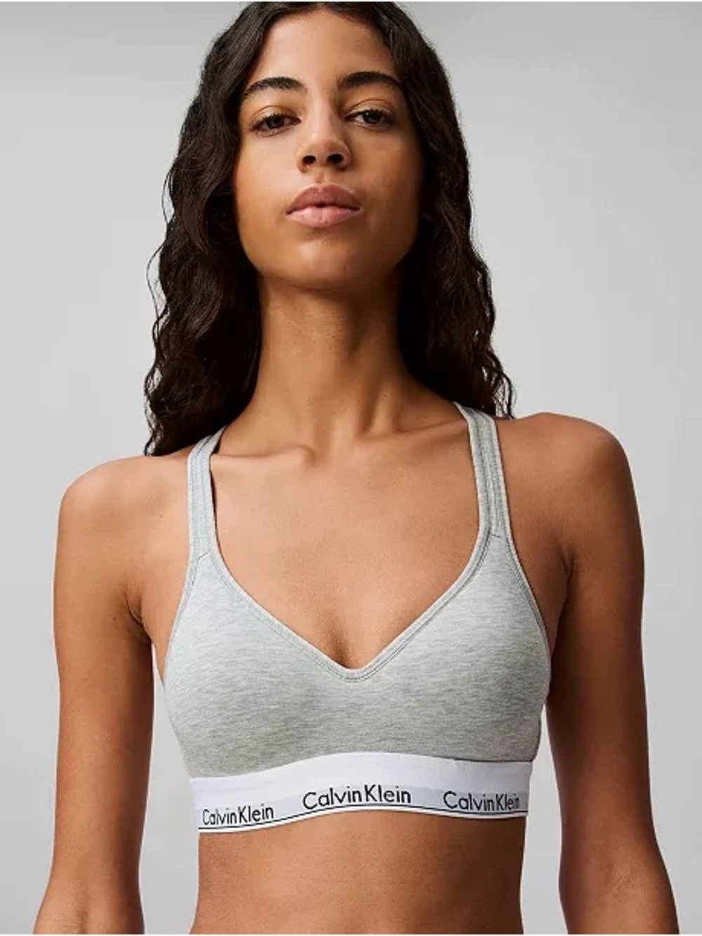Calvin Klein Modern Cotton Padded Bralette Grey Cotton Modal Extra Small XS